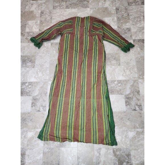 Vintage Lung Mei Trading Co. Full Length Green Brown Tunic With Pockets Med - Picture 6 of 6